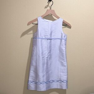 NWT Land’s End Girls Size 10 Elegant Blue and White embroidered Silk Dress